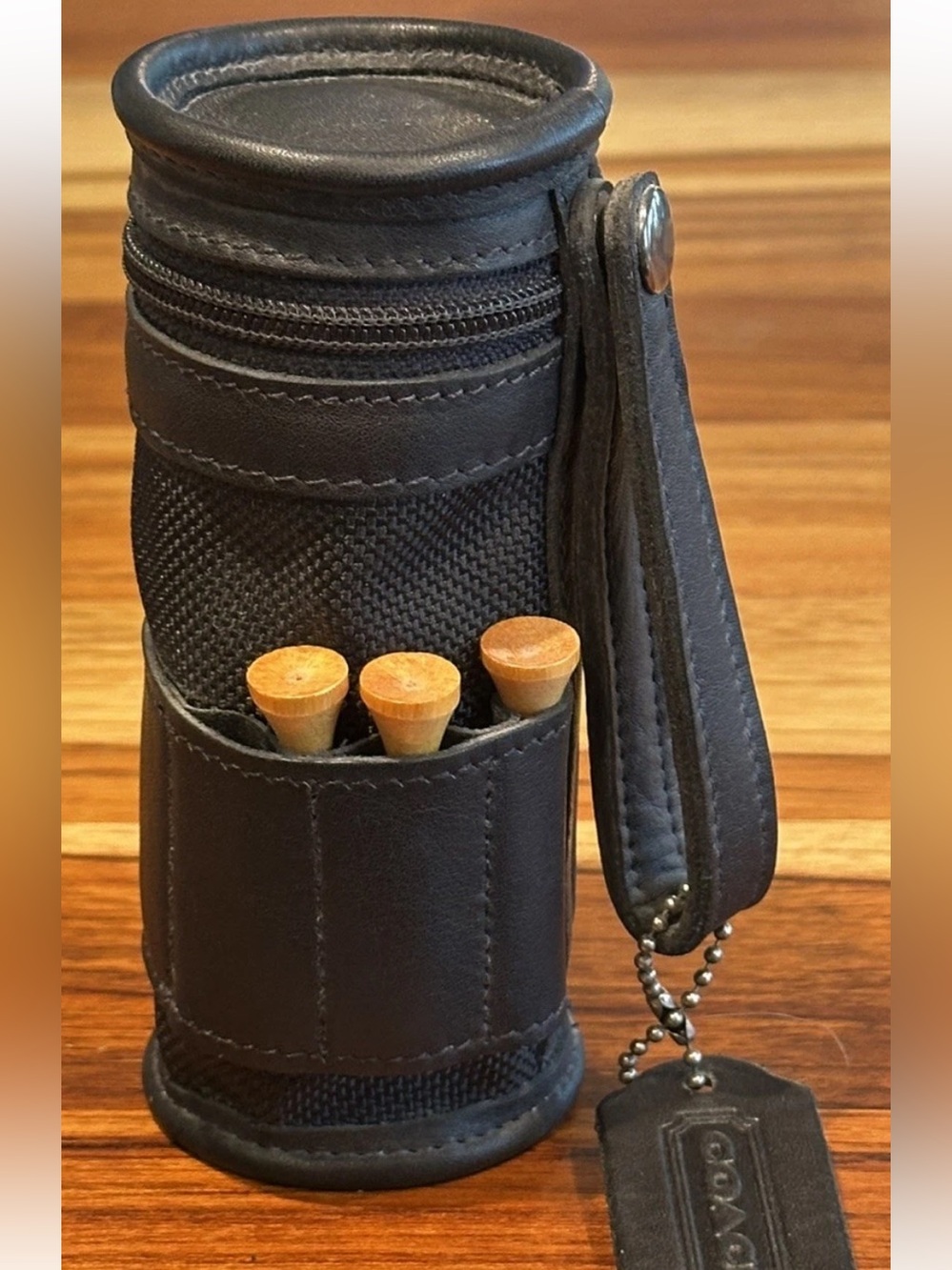 Coach Golf Ball Caddy & Pine Tee Set With Leather Bag Case Vintage